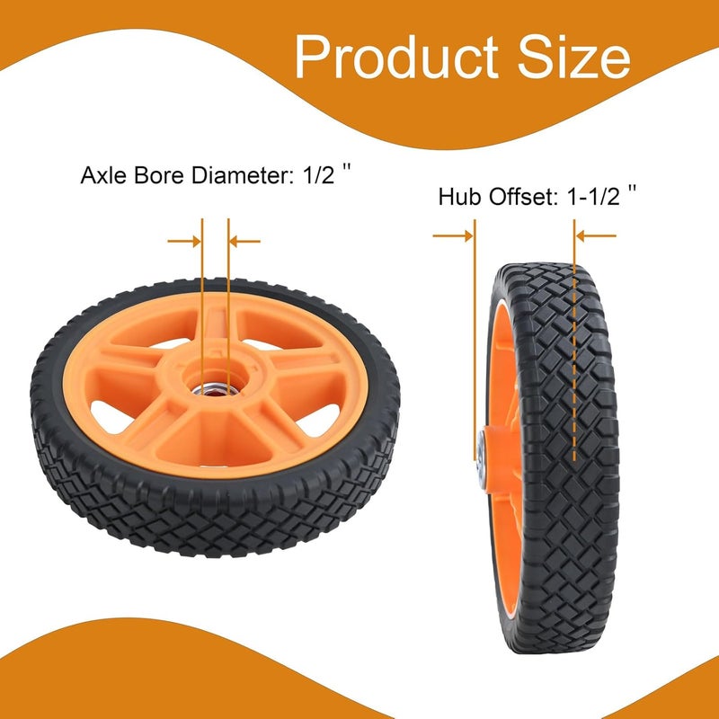 Antanker Lawn Mower Wheels, 7 inch Push Mower Plastic Wheels with Bolts & Nuts Fits Most Standard Lawn Mower Cart(2 Pack) - Image 4